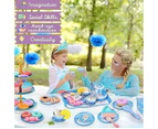Frozen Toys for Girls - Elsa Princess Tea Party Set for Little Girls - 48 Pack Kids Kitchen Pretend Toy with Tin Tea Set, Desserts & Carrying Case
