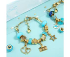 132Pcs DIY Bracelet Kids Charm Bracelet Making Kit Beads Bracelet DIY Craft-Blue and Multicolor