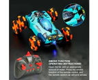 Remote Control Car Six-Wheel RC Car 6WD Drift Stunt Off Road Truck Race Toy with Smoke Fuction Light Rotating Vehicle Gift Present for Boys Kids -Green