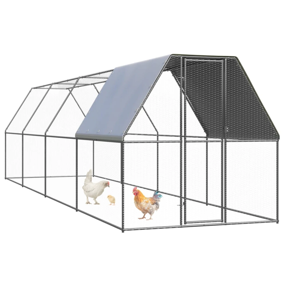 Large 8x2M Steel Chicken Coop Cage Run Metal Poultry House