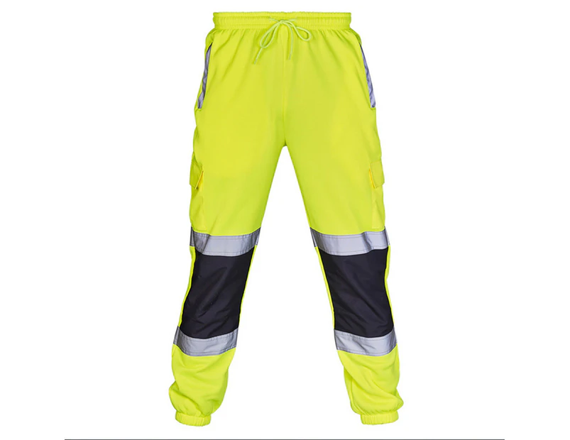 Men's Hi Vis Visibility Viz Safety Bottoms Winter Work Wear Trousers Jogger Long Pants - Green