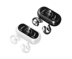 Biwiti 2Pcs Wireless Bluetooth Headphones Ear Clip Bone Conduction Earphones Sports Earbuds With LED Power Display Charging Case -Black and White