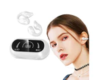 Biwiti 2Pcs Wireless Bluetooth Headphones Ear Clip Bone Conduction Earphones Sports Earbuds With LED Power Display Charging Case -Black and White
