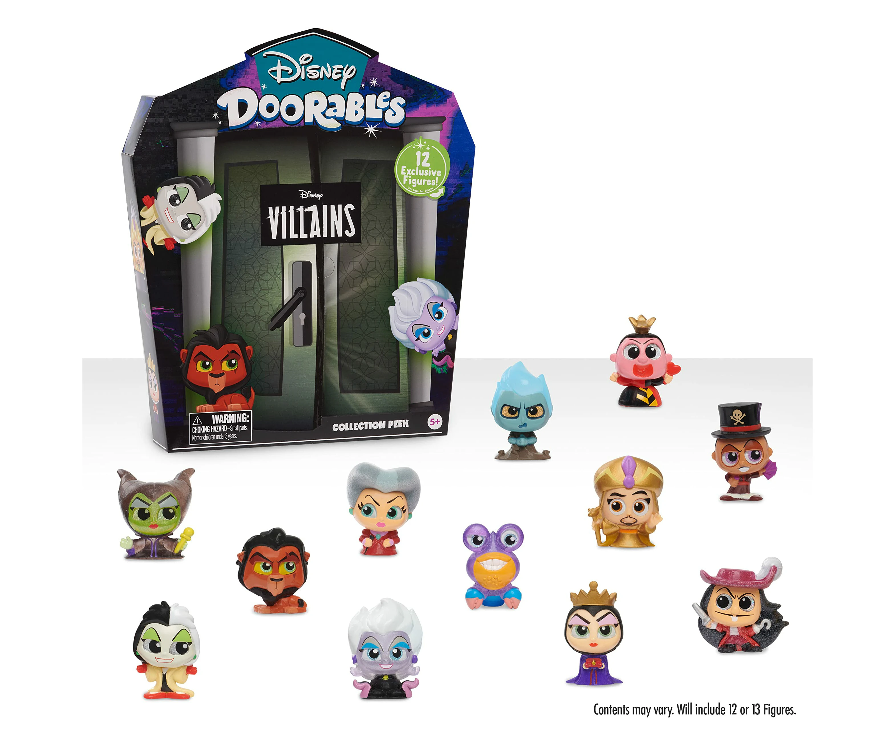 Just Play Disney Doorables Villain Collection Peek, Includes 12 Exclusive Mini Figures, Styles May Vary, Amazon Exclusive