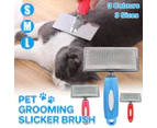 S Size Hair Shedding Grooming Trimmer Comb Brush Slicker Undercoat Rake Pet Dog Cat - Blue