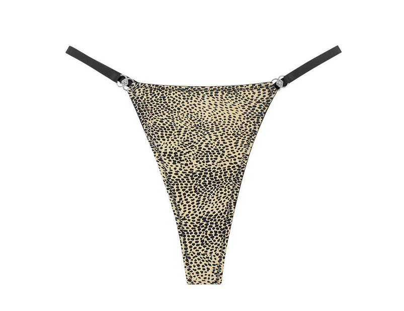 Adjustable G-string Thong for Women Stretch Underwear T-Back Low Waist Sexy Panties-Spotted leopard