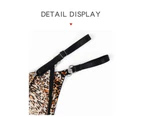 Adjustable G-string Thong for Women Stretch Underwear T-Back Low Waist Sexy Panties-Spotted leopard