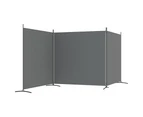 3 Panel Room Divider Privacy Screen Partition Fabric Iron with Stand 525x180 cm