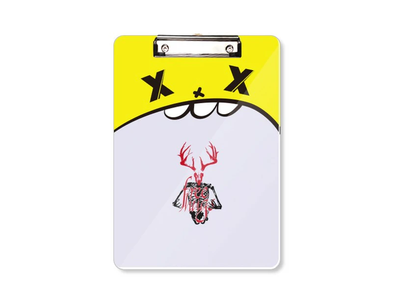 Skeleton Body Embraces Antlers Clipboard Folder Cartoon Office Pad Bussiness A4