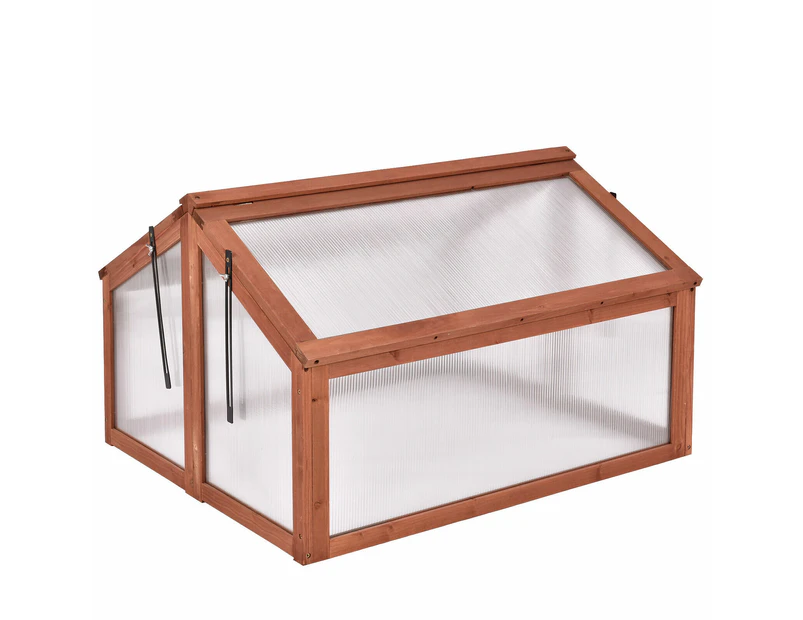 Wooden Cold Frame Portable Garden Greenhouse Outdoor Plants Flowers Bed