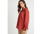 ROCKMANS - Womens Tops -  Ruffle Neck Gypsy Blouse - Rust