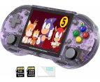 RG353PS Retro Handheld Game Console Single Linux System RK3566 Chip 3.5 Inch IPS Screen 128G TF Card Preinstalled 4519 Games -Transparent Purple