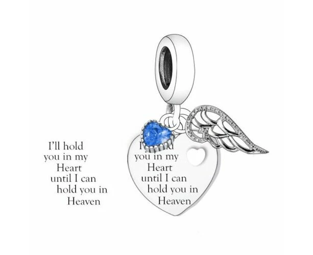 S925 Silver Memorial I'll Hold You in my Heart Loss Heart Charm YOUnique Designs Pandora Compatible