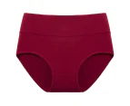 5 Pack Cotton High Waist Underwear for Women Full Coverage Soft Comfortable Briefs Panty-Claret