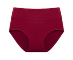 5 Pack Cotton High Waist Underwear for Women Full Coverage Soft Comfortable Briefs Panty-Claret