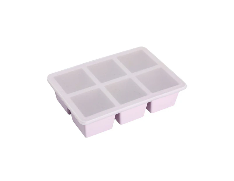 Silicone Ice Cube Tray Large Square 6 Grid Ice Cube Mold-Purple