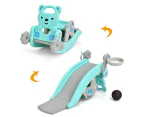 Costway Kids 4-in-1 Rocking Horse Toddler Play Slide Set Basketball Hoop Ring Activity Center Ride On Toy, Blue