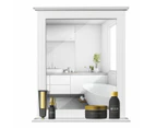Bathroom Mirror w/ storage Shelf Wall-Mounted Vanity Makeup Mirror White