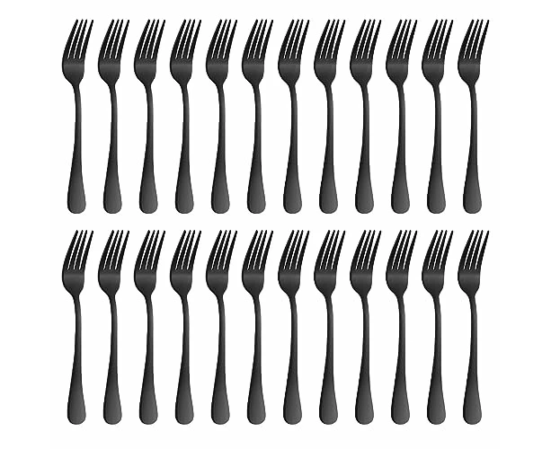 Black Forks Set of 24, Stainless Steel Forks, 8 Inches (20.3 Cm) Fork Set