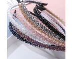 Hair Bands for Girls 2 Pieces Bridal Crystal Headband Wedding Bridal Faux Pearl Rhinestones Head Band Bridal Flower Hairbands (PurPle+Light Yellow)