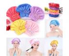 Bowknot Water Absorbent Quick Hair Drying Cap Bathing Hat Tool Drying Head Towel - Red