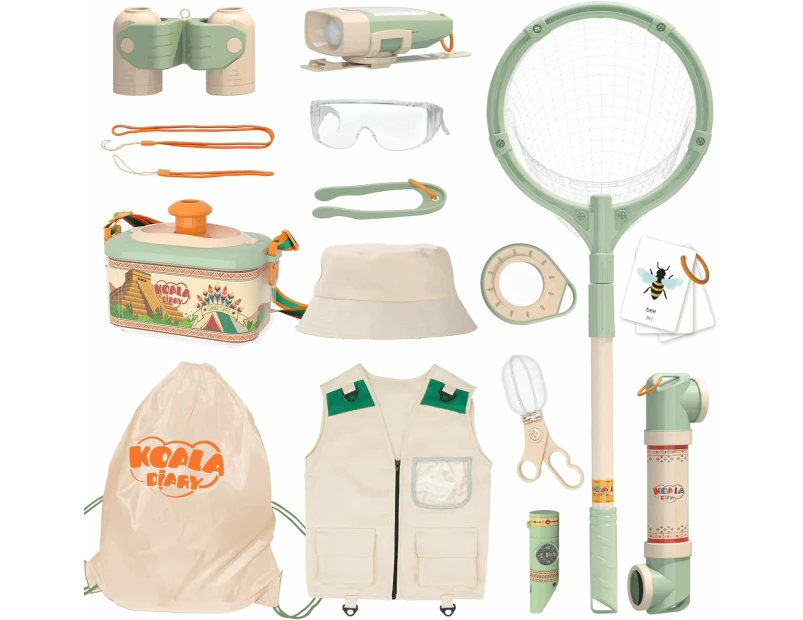 Kids Explorer Kit - Bug Catching Kit with Butterfly Net, Insect Catcher, Binoculars,Hat,Goggles, Magnifier & Flashlight, Outdoor Nature Exploration Toys