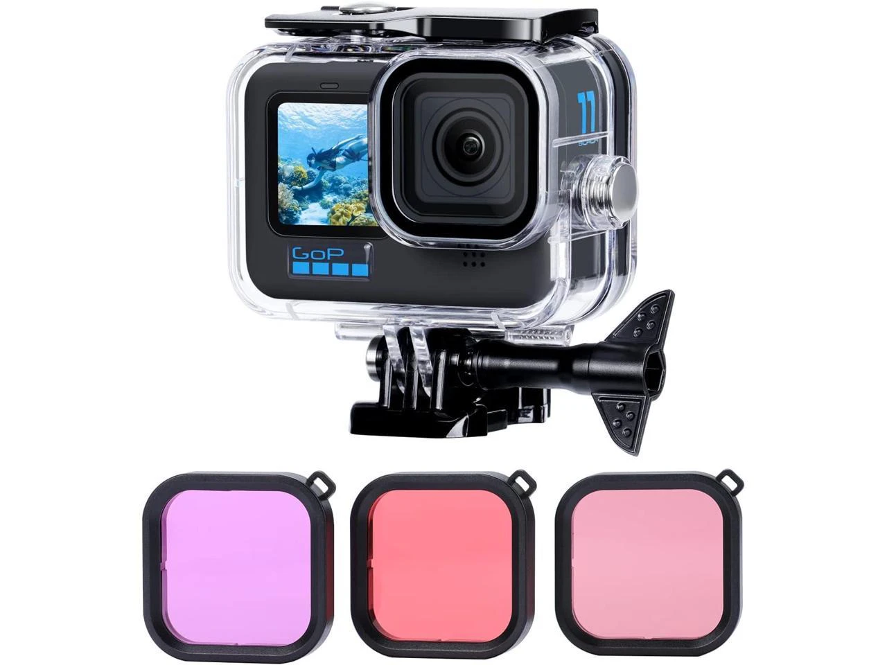 Waterproof Dive Case Housing for Gopro Hero 12/11/10/9 Black Action Camera Accessories with 3 Pack Underwater Filter Diving Protective Shell