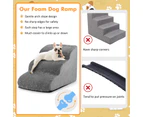 Costway 3-Tier Pet Ramp 3 Steps Stairs Non-Slip Cat Puppy Climbing Ladder Soft Foam Washable Cover w/Pet Hair Remover, Grey