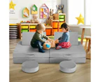 8Pcs Kids Sofa Play Couch Modular Lounge Cushion Convertible Playset Sectional Childrens Toddler Chair Playroom Fabric