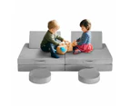 8Pcs Kids Sofa Play Couch Modular Lounge Cushion Convertible Playset Sectional Childrens Toddler Chair Playroom Fabric