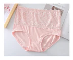 Women's Lace High Waist Bikini Panties Soft Stretch Briefs 3 Pack-1 skin color +1 pink +1 purple