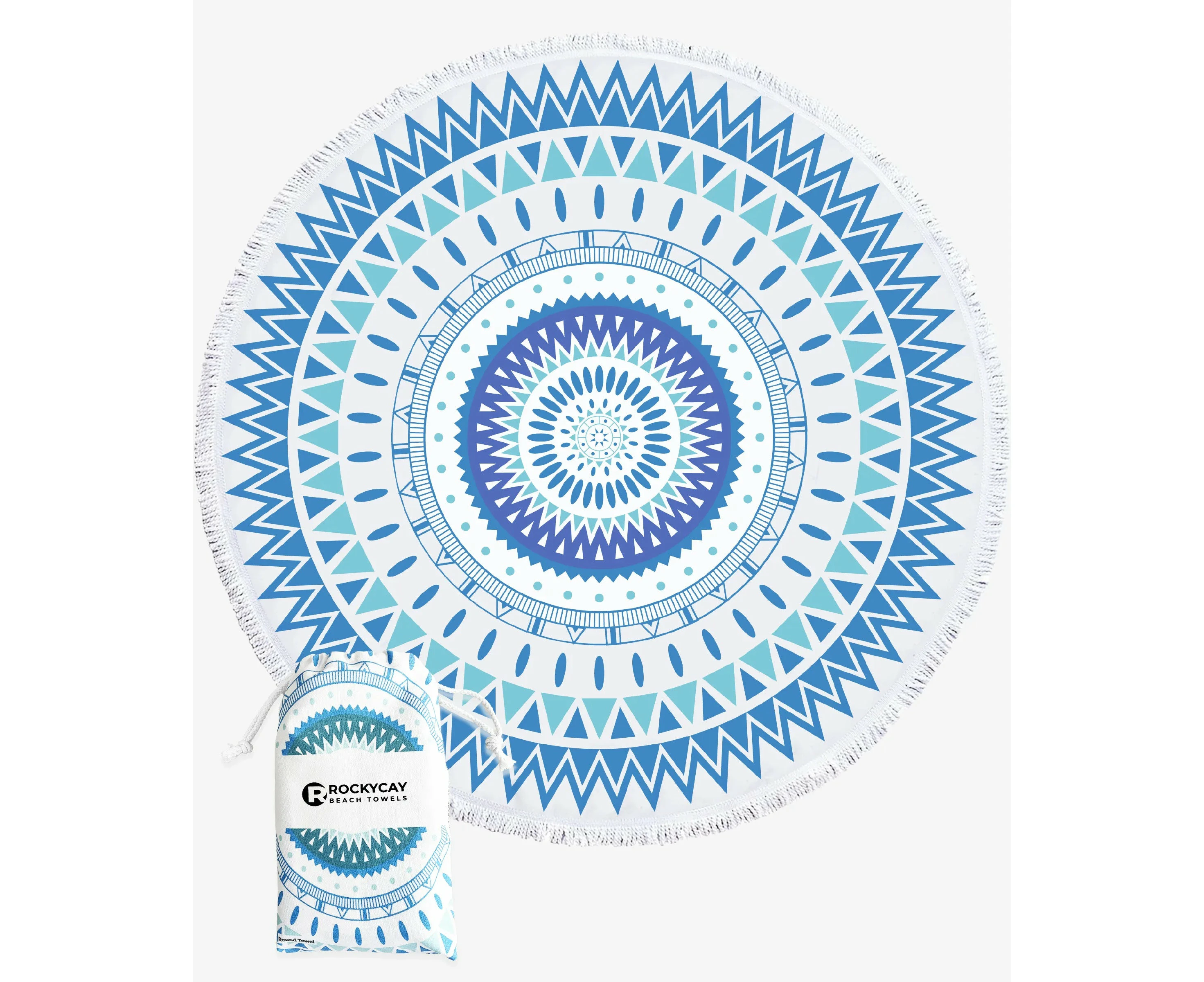 Beach Blanket | Round Towel | Rockycay | Extra Large 1.6m - Caribbean Blue