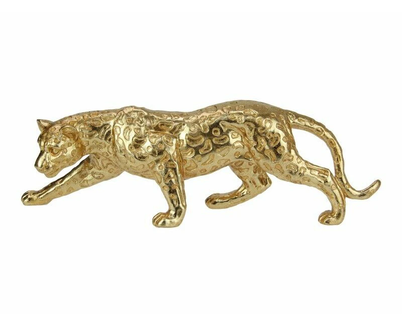 30cm Stalking Leopard Gold Finish Home Ornament Figurine Statue Sculpture Gift