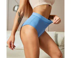 5 Pack Women's Cotton Hipster Panties High Waist Ladies Bikini Underwear-blue