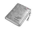 Credit Card Holder RFID Waterproof ID Holder Purse Blocking Leather Mens Wallet Grey