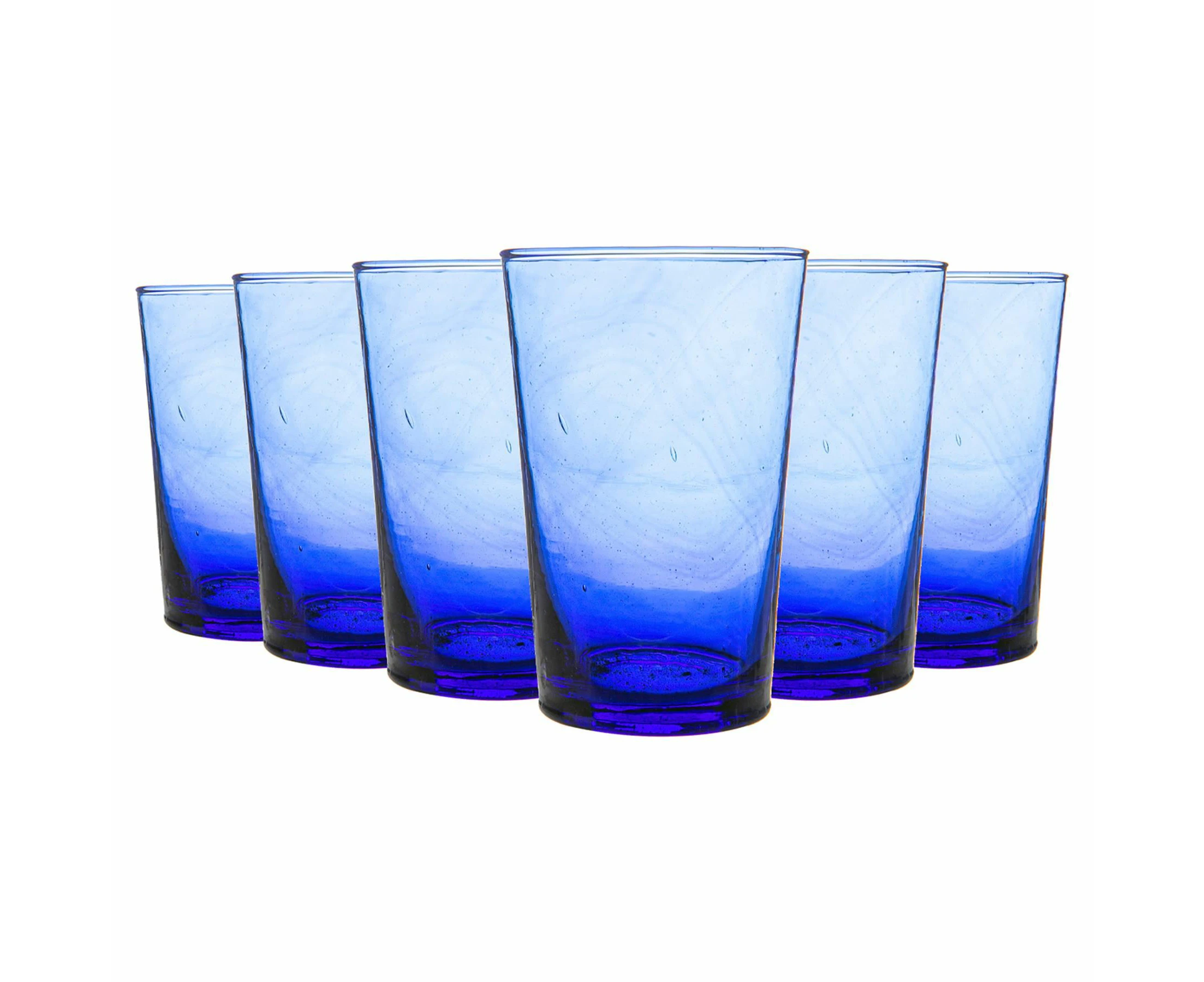 Nicola Spring 6 Piece Meknes Recycled Highball Glasses Set - Drinking Glass - 325ml - Blue