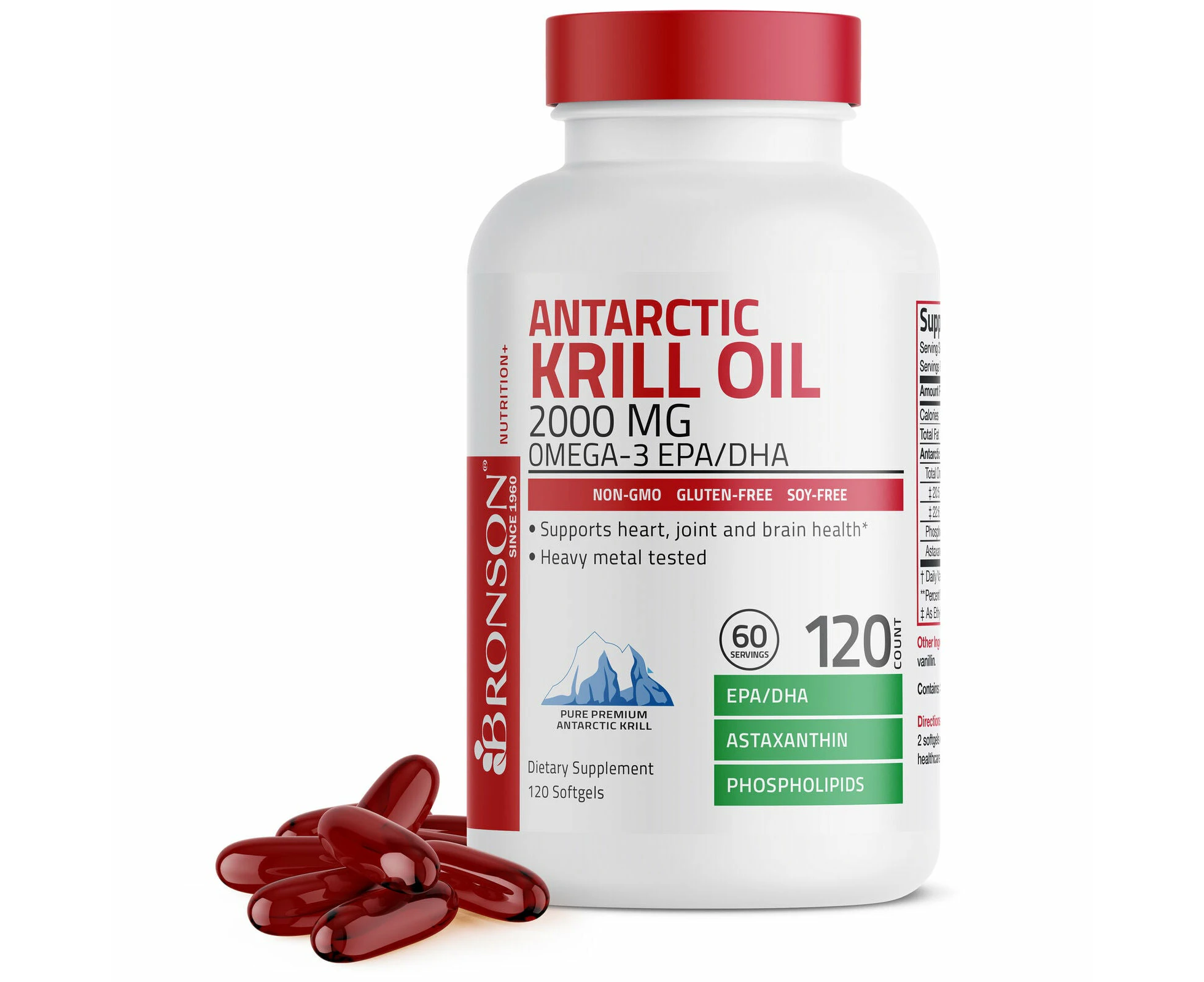 Antarctic Krill Oil 2000mg With Omega-3s Epa Dha And Astaxanthin 120 Softgels