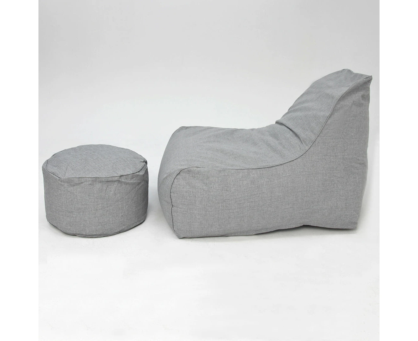 Deluxe Outdoor Lounger and Round Ottoman-grey