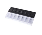 Oraway Divisible Good Sealing Letter Print Pill Organizer with Lid 7 Days 14 Grids Weekly Tablet Box Home Supplies -White-Black