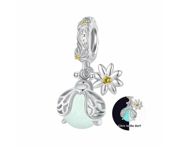 Sterling Silver Hanging Glow in the dark Ladybird Garden Charm YOUnique Designs Pandora Compatible