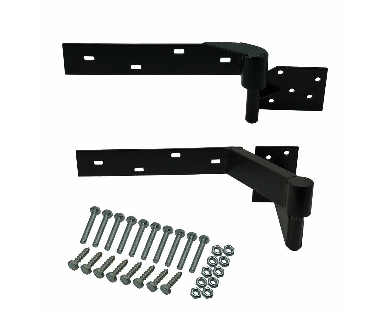 Gate Hinges, Right Side Satin Black Powder Coated Rising Gate Hinges