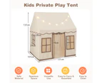 Costway Kids Play Tent Children Castle Playhouse Indoor Toys w/Star Lights & Washable Mat Girls Boys Gifts,Coffee