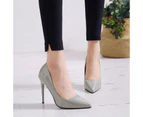 Women's Pumps Pointy Toe Dress Shoes Slip on Stiletto Pumps-grey