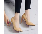 Women's Pumps Pointy Toe Dress Shoes Slip on Stiletto Pumps-grey