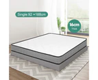 Ufurniture Mattress Single 16CM Bonnell Springs Bed Memory Foam Medium Firm Soft Quilted Pillow Top
