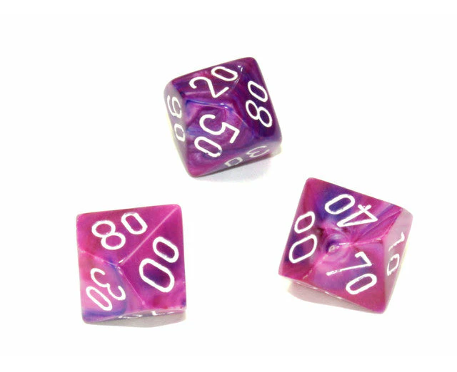 Chessex Tens 10 Dice Festive Polyhedral Violet/white Tens 10