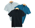 Men's Short Sleeve Golf Shirts with 3 Button Performance Quick Dry Lightweight Outdoor Shirts-white