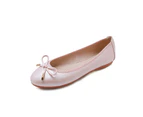 Women's Round Toe Ballet Flats Comfortable Bow Flats Shoes-Pink
