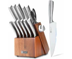 13-Piece Stainless Steel Kitchen Knife Set with Acacia Block and Sharpener