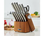 13-Piece Stainless Steel Kitchen Knife Set with Acacia Block and Sharpener